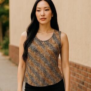 NWT ~ Vintage CINEMA EXOILE Metallic Cami Blouse Top Gold Threaded ~Womens SMALL